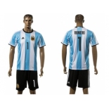 Argentina #1 Romero Home Long Sleeves Soccer Country Jersey1