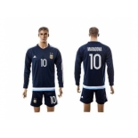 Argentina #10 Maradona Away Long Sleeves Soccer Country Jersey