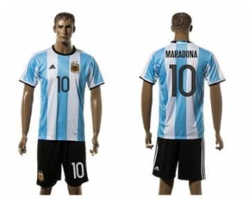 Argentina #10 Maradona Home Soccer Country Jersey