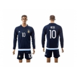 Argentina #10 Messi Away Long Sleeves Soccer Country Jersey