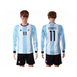 Argentina #11 Kempes Home Long Sleeves Soccer Country Jersey