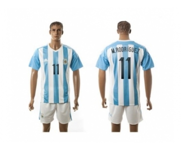 Argentina #11 M.Rodriguez Home Soccer Country Jersey