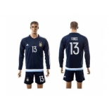 Argentina #13 Funes Away Long Sleeves Soccer Country Jersey