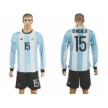 Argentina #15 Demichelis Home Long Sleeves Soccer Country Jersey