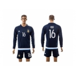 Argentina #16 Rojo Away Long Sleeves Soccer Country Jersey