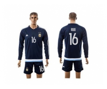 Argentina #16 Rojo Away Long Sleeves Soccer Country Jersey