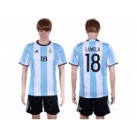 Argentina #18 Lamela Home Soccer Country Jersey