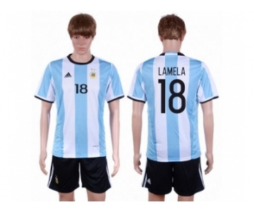 Argentina #18 Lamela Home Soccer Country Jersey