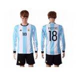 Argentina #18 Pastore Home Long Sleeves Soccer Country Jersey