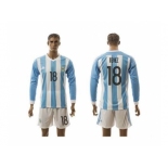 Argentina #18 Tevez Home Long Sleeves Soccer Country Jersey