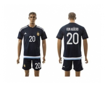 Argentina #20 Kun Aguero Away Soccer Country Jersey