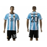 Argentina #20 Kun Aguero Home Soccer Country Jersey