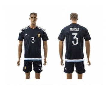 Argentina #3 Mercado Away Soccer Country Jersey