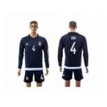 Argentina #4 Gino Away Long Sleeves Soccer Country Jersey