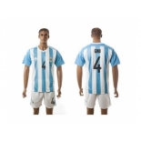 Argentina #4 Gino Home Soccer Country Jersey