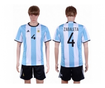 Argentina #4 Zabaleta Home Soccer Country Jersey