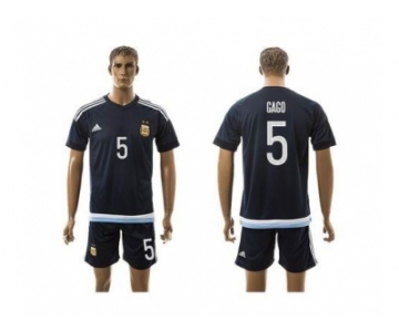 Argentina #5 Gago Away Long Sleeves Soccer Country Jersey1