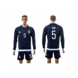 Argentina #5 Gago Away Long Sleeves Soccer Country Jersey