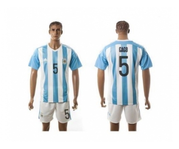 Argentina #5 Gago Home Soccer Country Jersey1