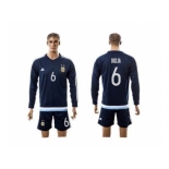 Argentina #6 Biglia Away Long Sleeves Soccer Country Jersey