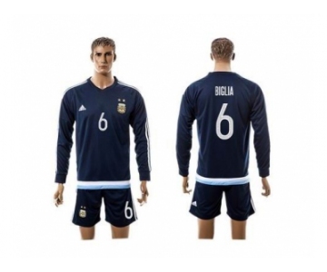 Argentina #6 Biglia Away Long Sleeves Soccer Country Jersey