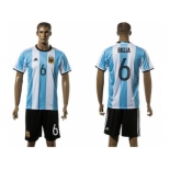 Argentina #6 Biglia Home Soccer Country Jerse