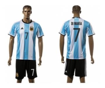 Argentina #7 Di Maria Home Soccer Country Jersey