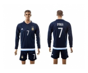 Argentina #7 Dybala Away Long Sleeves Soccer Country Jersey