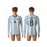 Argentina #8 J.Zanetti Home Long Sleeves Soccer Country Jersey1