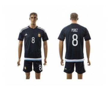 Argentina #8 Perez Away Soccer Country Jersey