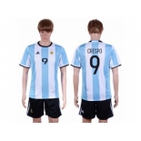 Argentina #9 Crespo Home Soccer Country Jersey