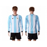 Argentina Blank Home Long Sleeves Soccer Country Jersey