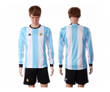 Argentina Blank Home Long Sleeves Soccer Country Jersey