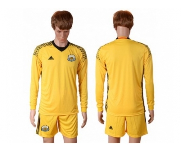 Argentina Blank Yellow Goalkeeper Long Sleeves Soccer Country Jersey