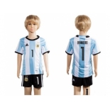 Argentina #1 Romero Home Kid Soccer Country Jersey