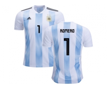 Argentina #1 Romero Home Kid Soccer Country Jersey