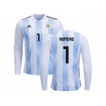 Argentina #1 Romero Home Long Sleeves Kid Soccer Country Jersey