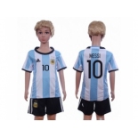 Argentina #10 Messi Home Kid Soccer Country Jersey