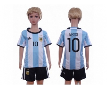 Argentina #10 Messi Home Kid Soccer Country Jersey