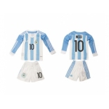 Argentina #10 Messi Home Long Sleeves Kid Soccer Country Jersey