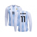 Argentina #11 Di Maria Home Long Sleeves Kid Soccer Country Jersey