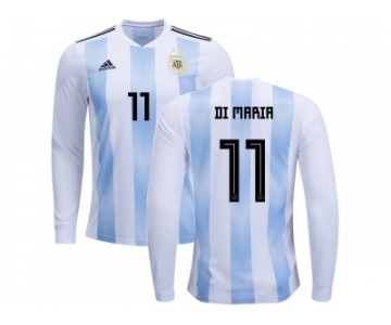 Argentina #11 Di Maria Home Long Sleeves Kid Soccer Country Jersey