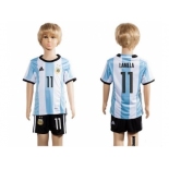 Argentina #11 Lamela Home Kid Soccer Country Jersey