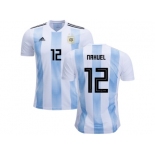 Argentina #12 Nahuel Home Kid Soccer Country Jersey