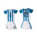 Argentina #13 Funes Home Kid Soccer Country Jersey1