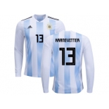 Argentina #13 Kranevitter Home Long Sleeves Kid Soccer Country Jersey