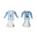 Argentina #14 Mascherano Home Long Sleeves Kid Soccer Country Jersey