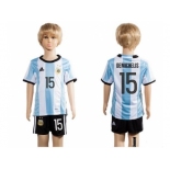 Argentina #15 Demichelis Home Kid Soccer Country Jersey