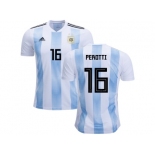 Argentina #16 Perotti Home Kid Soccer Country Jersey