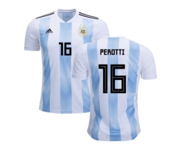 Argentina #16 Perotti Home Kid Soccer Country Jersey